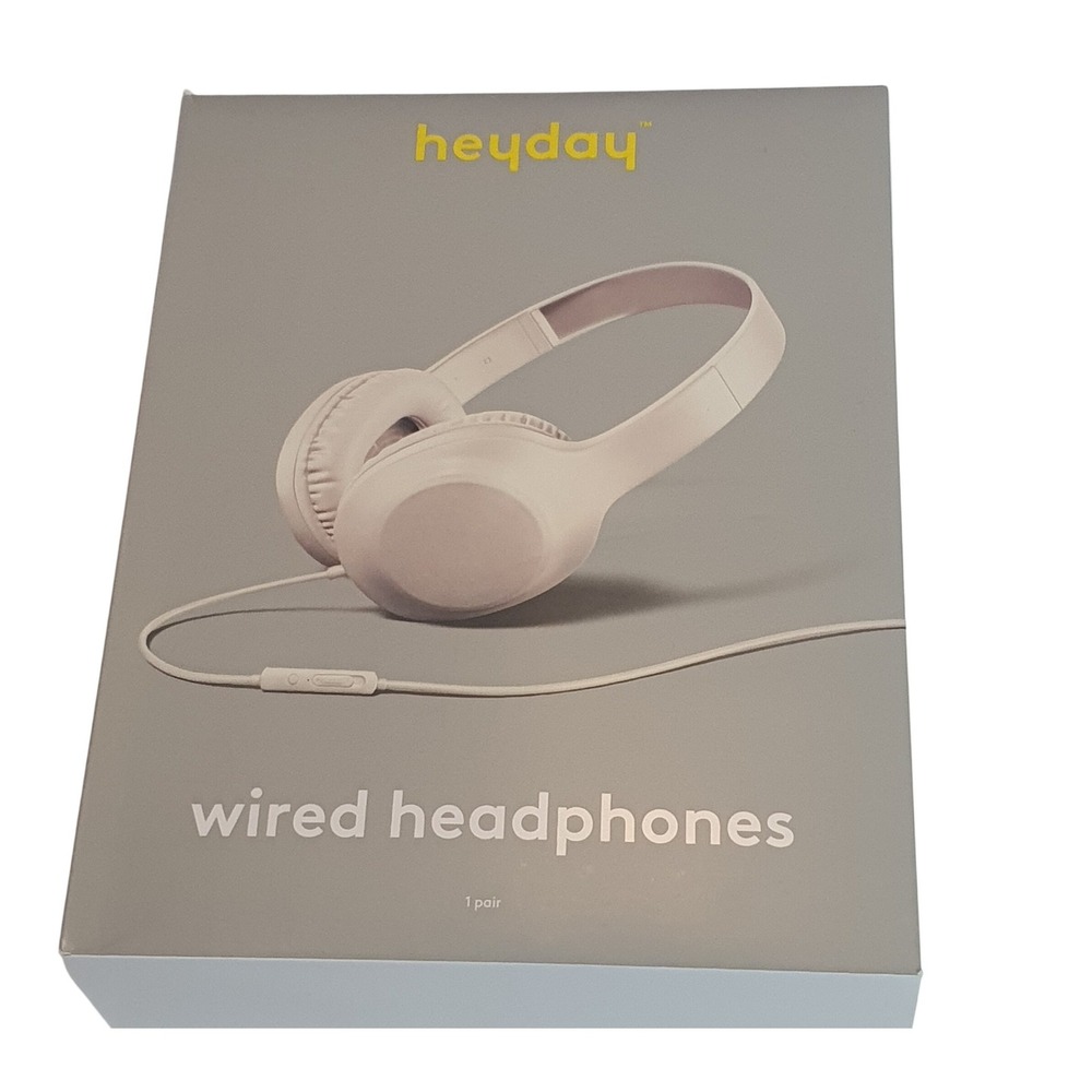 Heyday Wired Over-Ear‎ Headphones with Microphone White 3.5mm Aux Plug New
